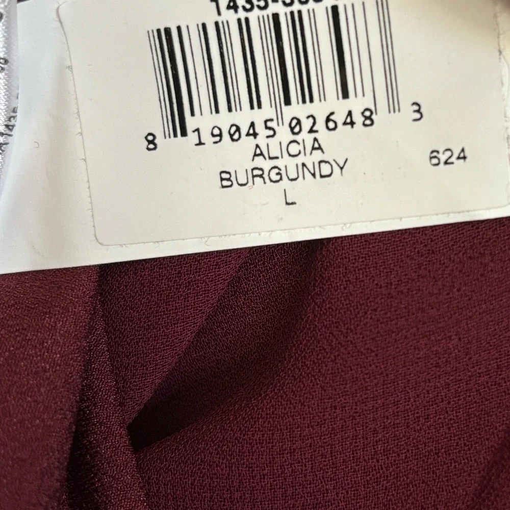 Dress The Population ALICIA Fit & Flare Burgundy Midi Dress Size: L - Picture 8 of 8
